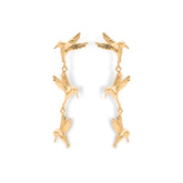 Aretes largos de colibrí para mujer vista frontal